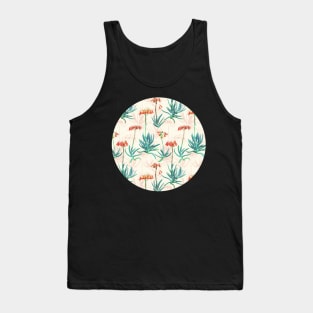 Flowering Succulent Pattern in Cream, Coral and Green Tank Top